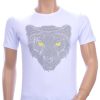 FRANCO RENZO ronde hals T-Shirt met tijgerkop print met steentjes Wit