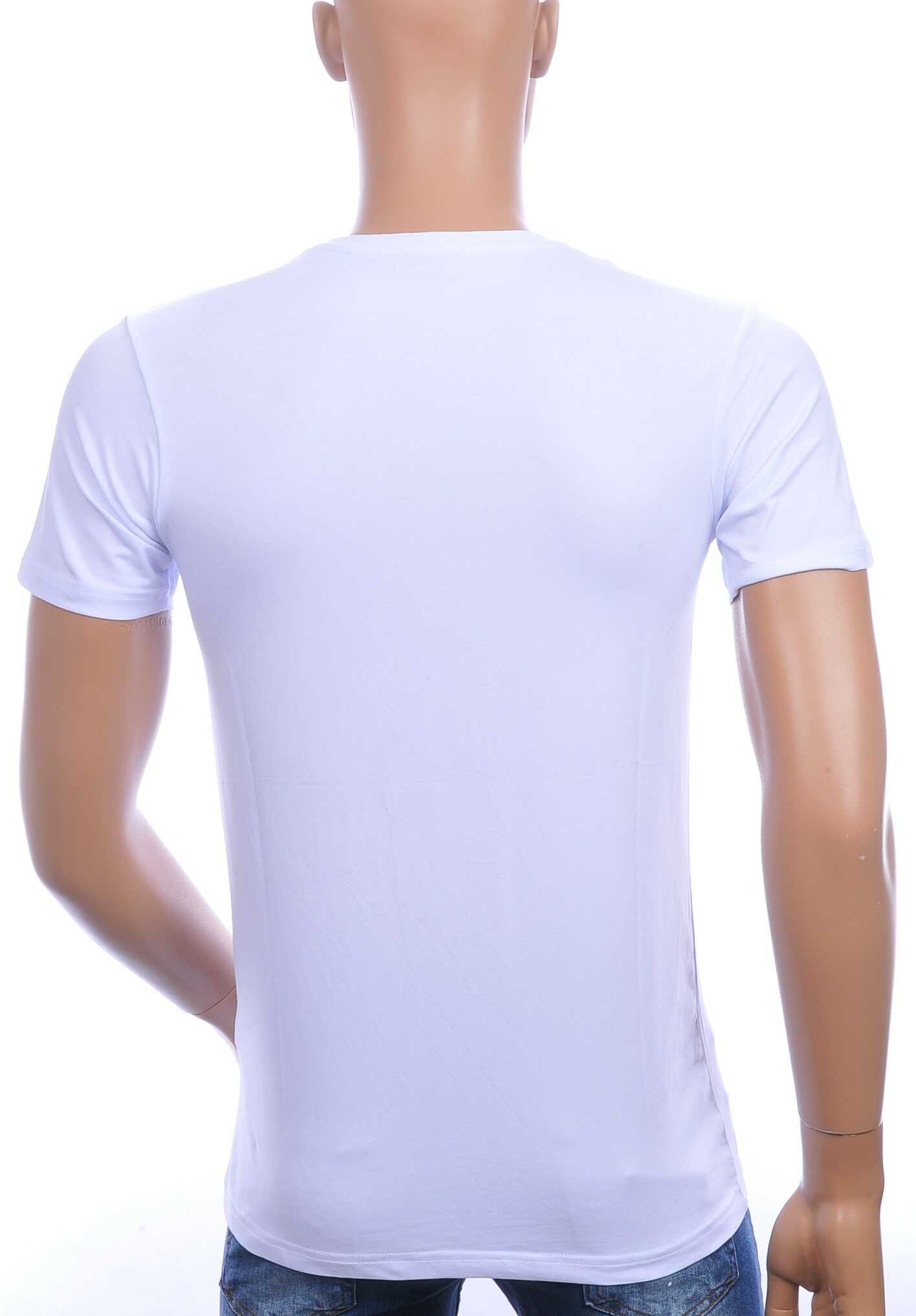 FRANCO RENZO ronde hals T-Shirt met tijgerkop print met steentjes Wit