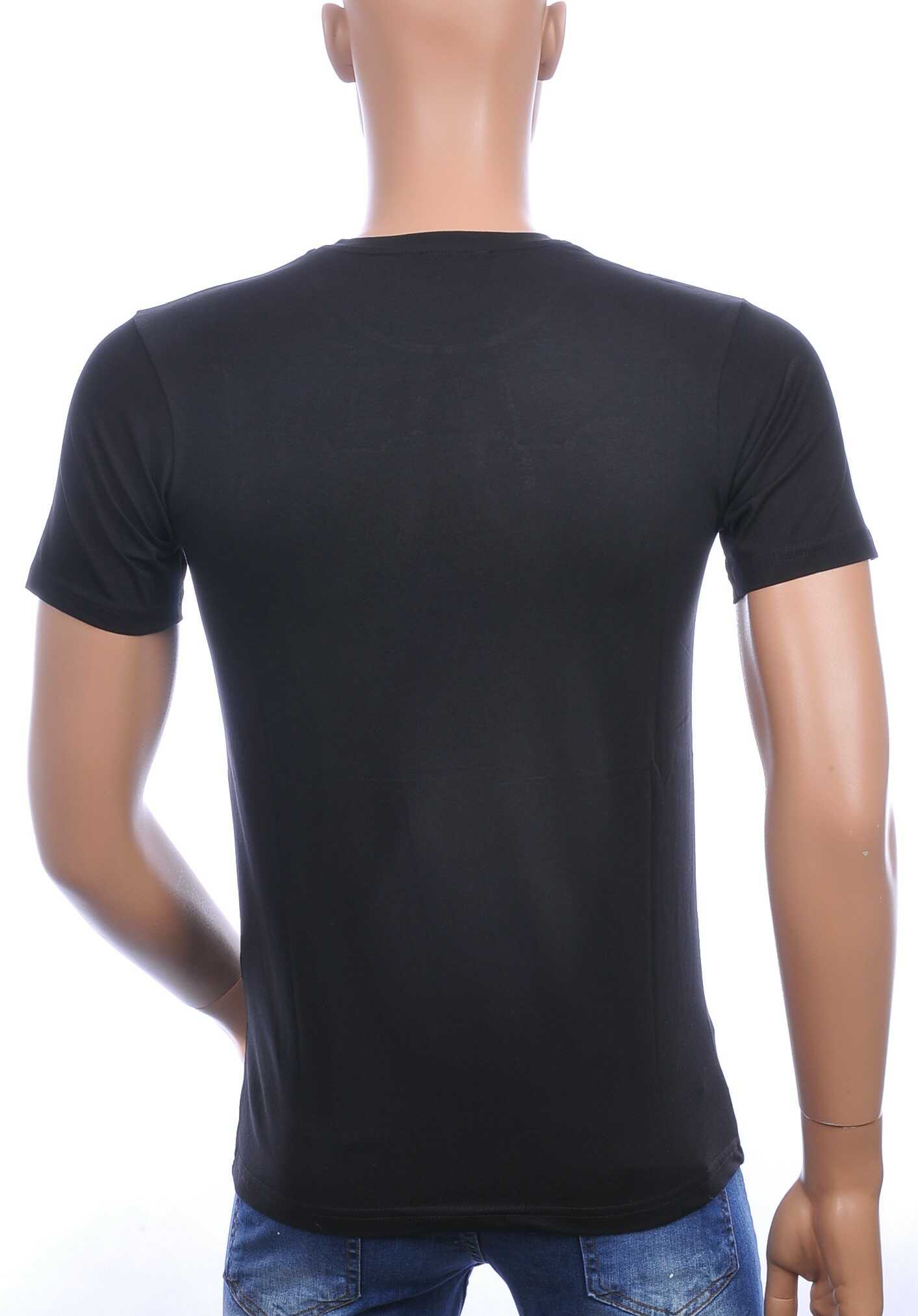 FRANCO RENZO ronde hals T-Shirt met tijgerkop print met steentjes Zwart