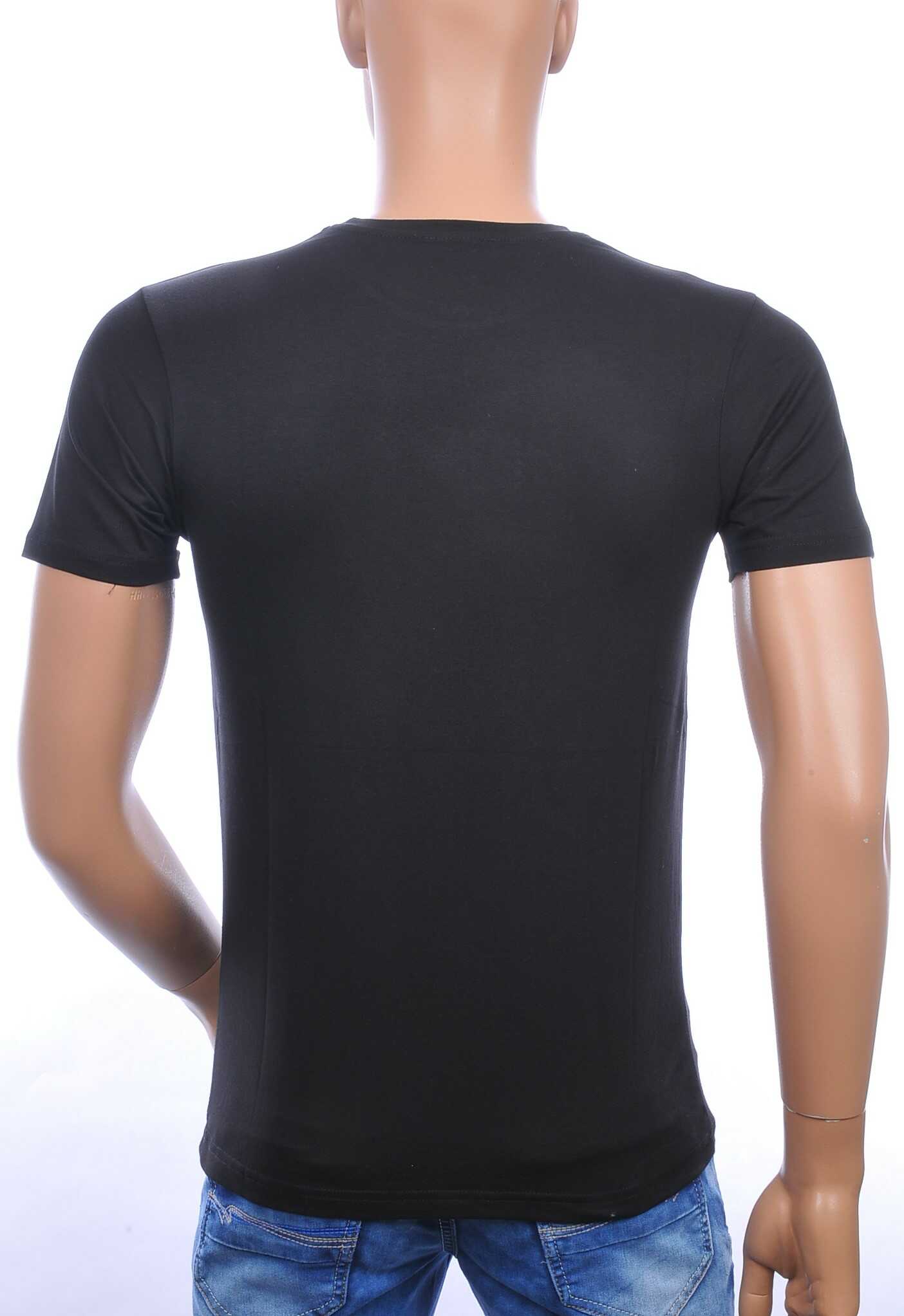 FRANCO RENZO ronde hals heren skull T-shirt met steentjes Zwart