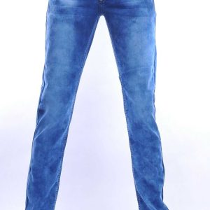 JAYLVIS regular fit stretch heren jeans met contrast kleur stiksels Blauw
