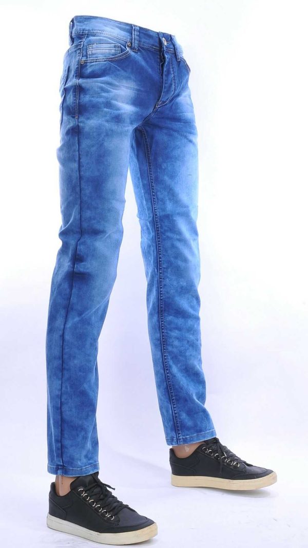 JAYLVIS regular fit stretch heren jeans met contrast kleur stiksels Blauw