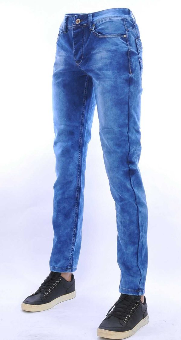 JAYLVIS regular fit stretch heren jeans met contrast kleur stiksels Blauw