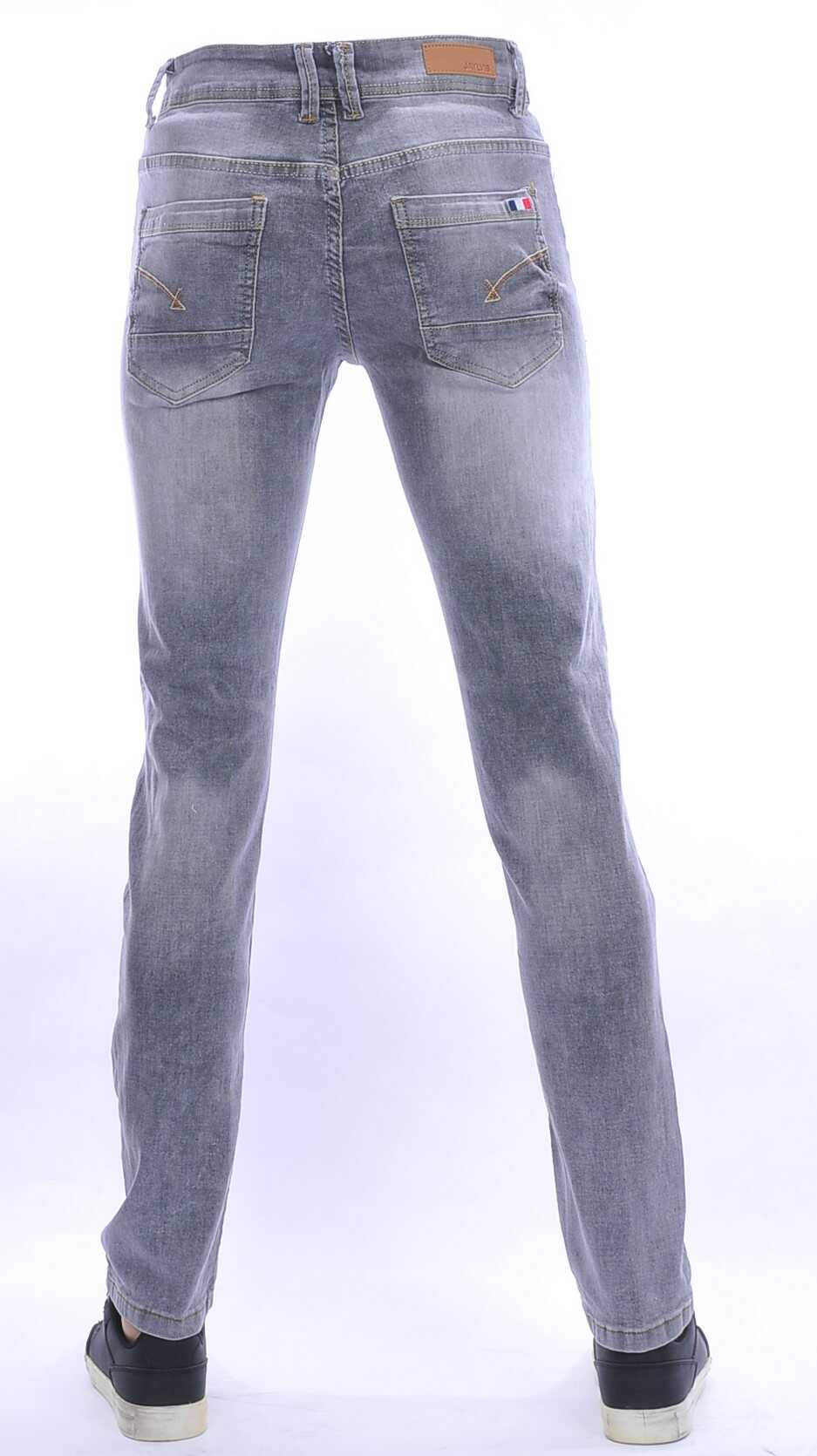 JAYLVIS regular fit stretch heren jeans met contrast kleur stiksels Grijs