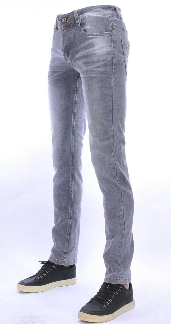 JAYLVIS regular fit stretch heren jeans met contrast kleur stiksels Grijs