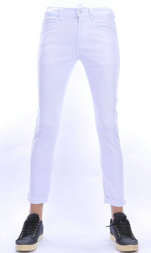 MAX TRE effen witte kleur slim fit stretch jeans Wit