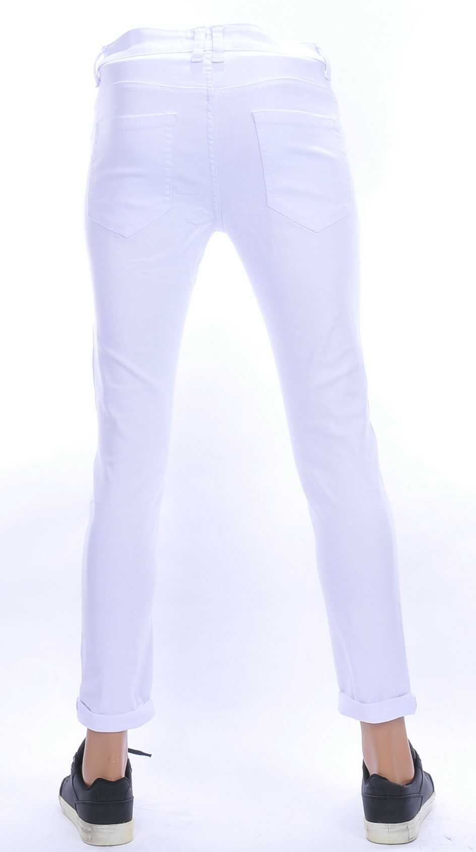 MAX TRE effen witte kleur slim fit stretch jeans Wit