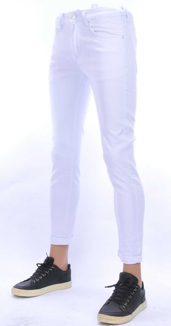 MAX TRE effen witte kleur slim fit stretch jeans Wit