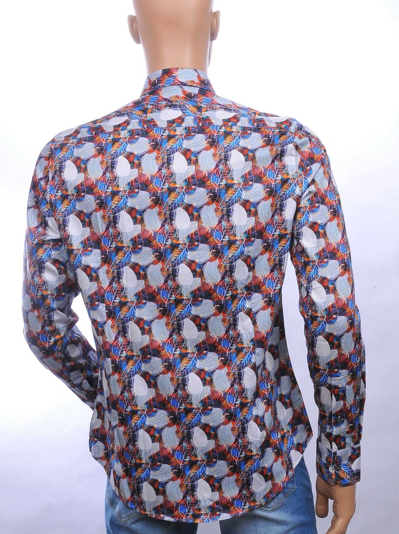 BERZO Trendy Modern Fit Heren Overhemd met Allover Bladeren Motieven - Bordeaux