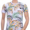CLUB-JU ronde hals allover palmbomen bladeren print heren Hawaii T-Shirt Grijs