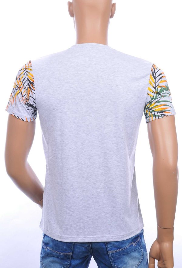 CLUB-JU ronde hals allover palmbomen bladeren print heren Hawaii T-Shirt Grijs