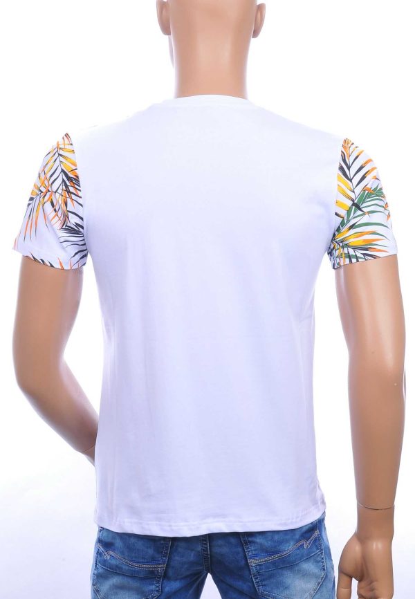CLUB-JU ronde hals allover palmbomen bladeren print heren Hawaii T-Shirt Wit