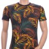 CLUB-JU ronde hals allover palmbomen bladeren print heren Hawaii T-Shirt Zwart