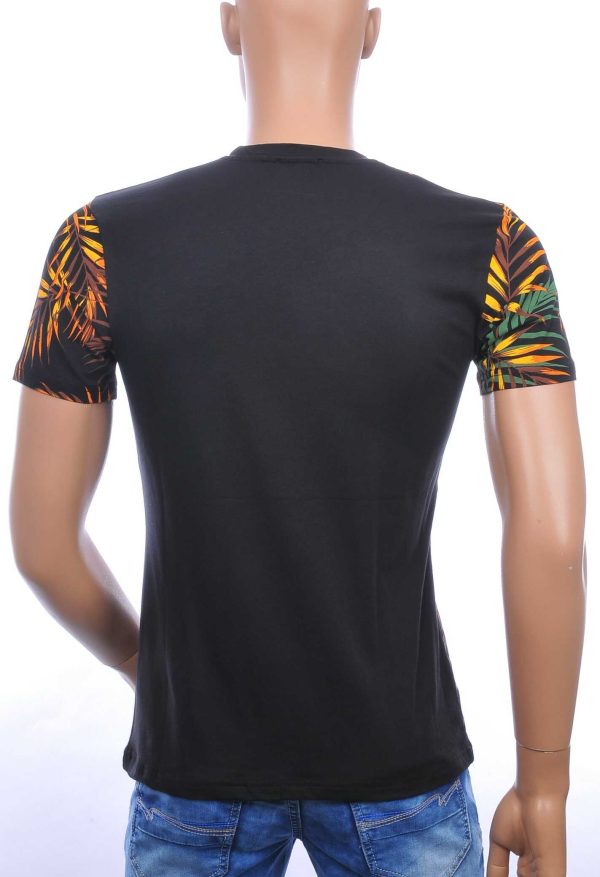 CLUB-JU ronde hals allover palmbomen bladeren print heren Hawaii T-Shirt Zwart