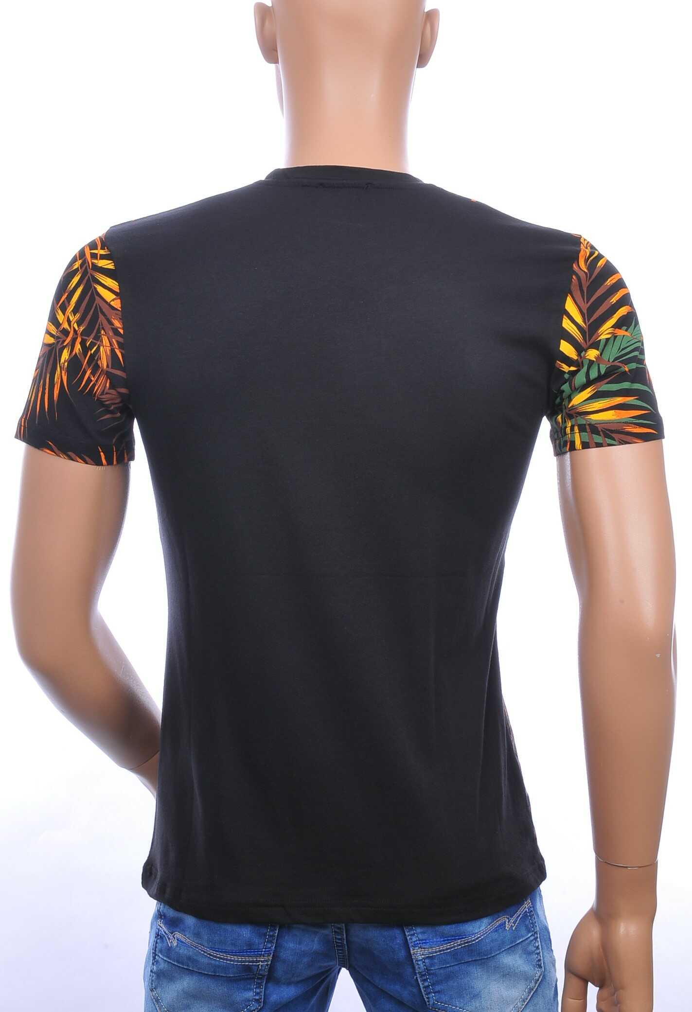 CLUB-JU ronde hals allover palmbomen bladeren print heren Hawaii T-Shirt Zwart