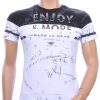 Ci Borg Trendy ENJOY & MORE Ronde Hals Heren T-Shirt met 3D Letters - Wit