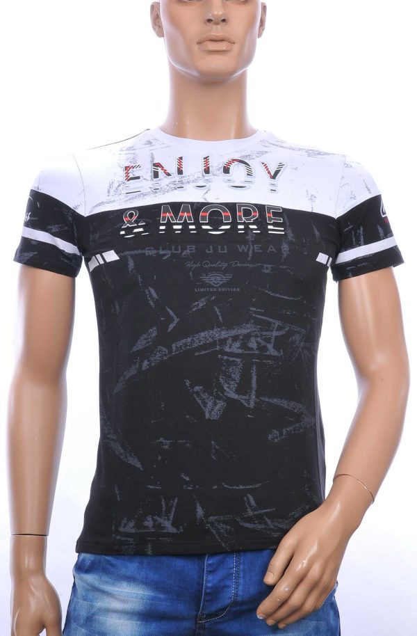 Ci Borg ENJOY & MORE ronde hals T-shirt met 3D letters Zwart