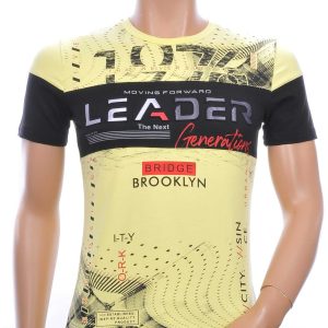 Ci Borg trendy LEADER ronde hals heren T-shirt met 3D letters Geel