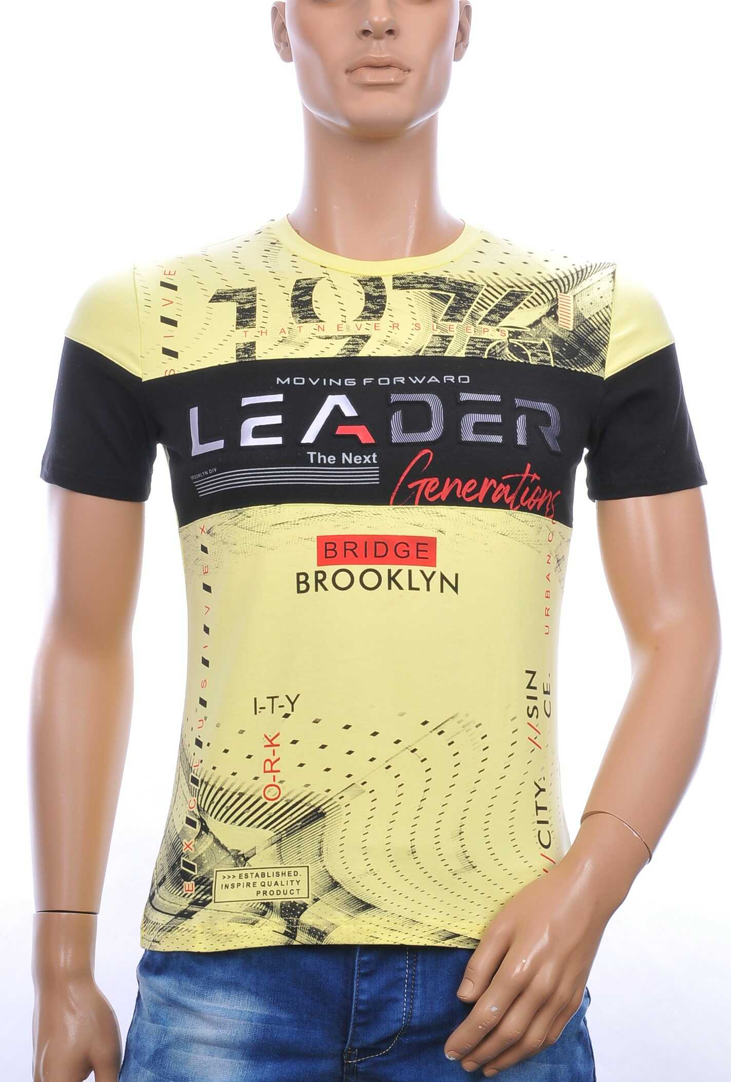 Ci Borg trendy LEADER ronde hals heren T-shirt met 3D letters Geel
