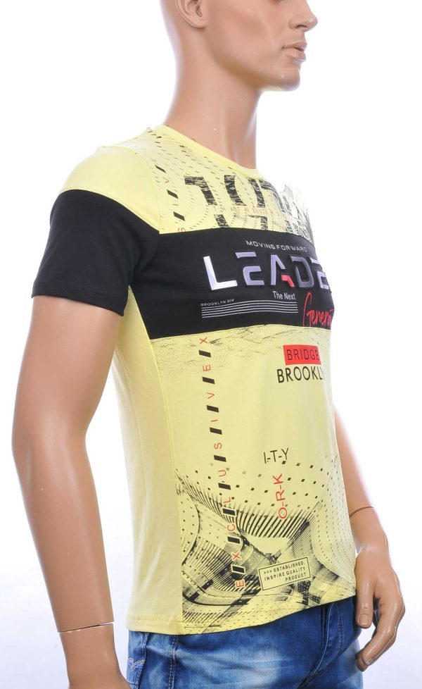 Ci Borg trendy LEADER ronde hals heren T-shirt met 3D letters Geel