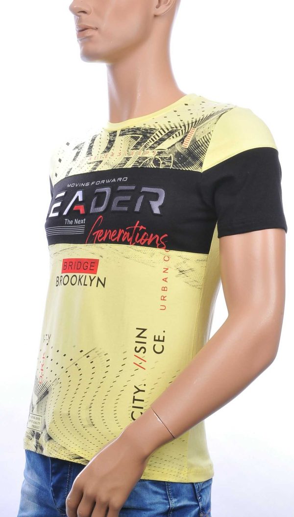 Ci Borg trendy LEADER ronde hals heren T-shirt met 3D letters Geel