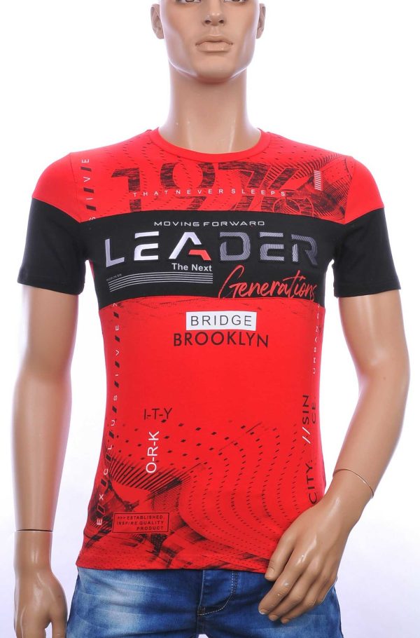Ci Borg trendy LEADER ronde hals heren T-shirt met 3D letters Rood