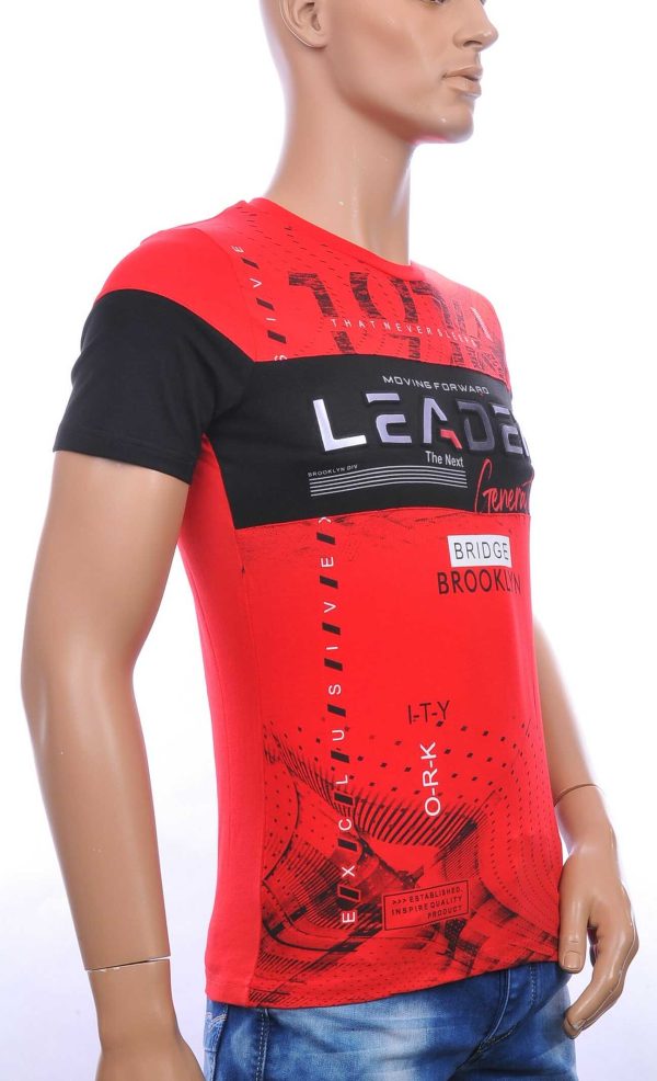 Ci Borg trendy LEADER ronde hals heren T-shirt met 3D letters Rood