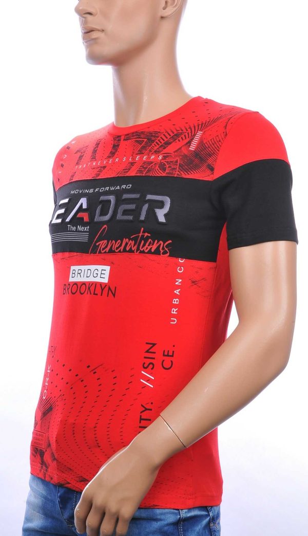 Ci Borg trendy LEADER ronde hals heren T-shirt met 3D letters Rood