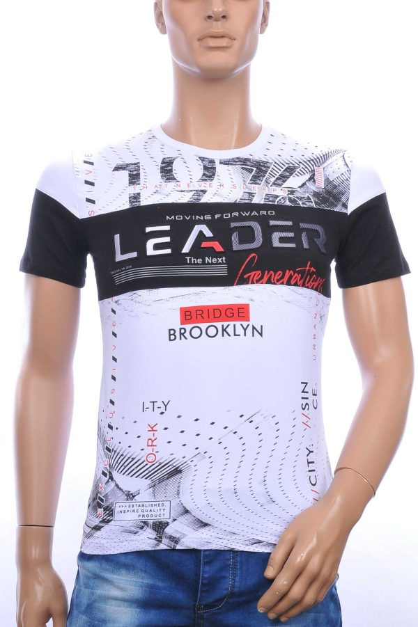 Ci Borg trendy LEADER ronde hals heren T-shirt met 3D letters Wit