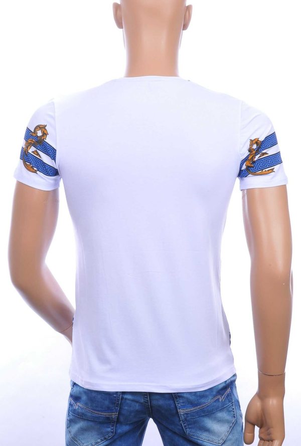 Ci-Borg ronde hals T-shirt met geborduurde tijgerkop met steentjes Wit