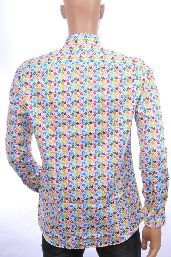 Corrino Italiaans getailleerd slim fit allover stop handgebaar dessin heren overhemd Multikleur