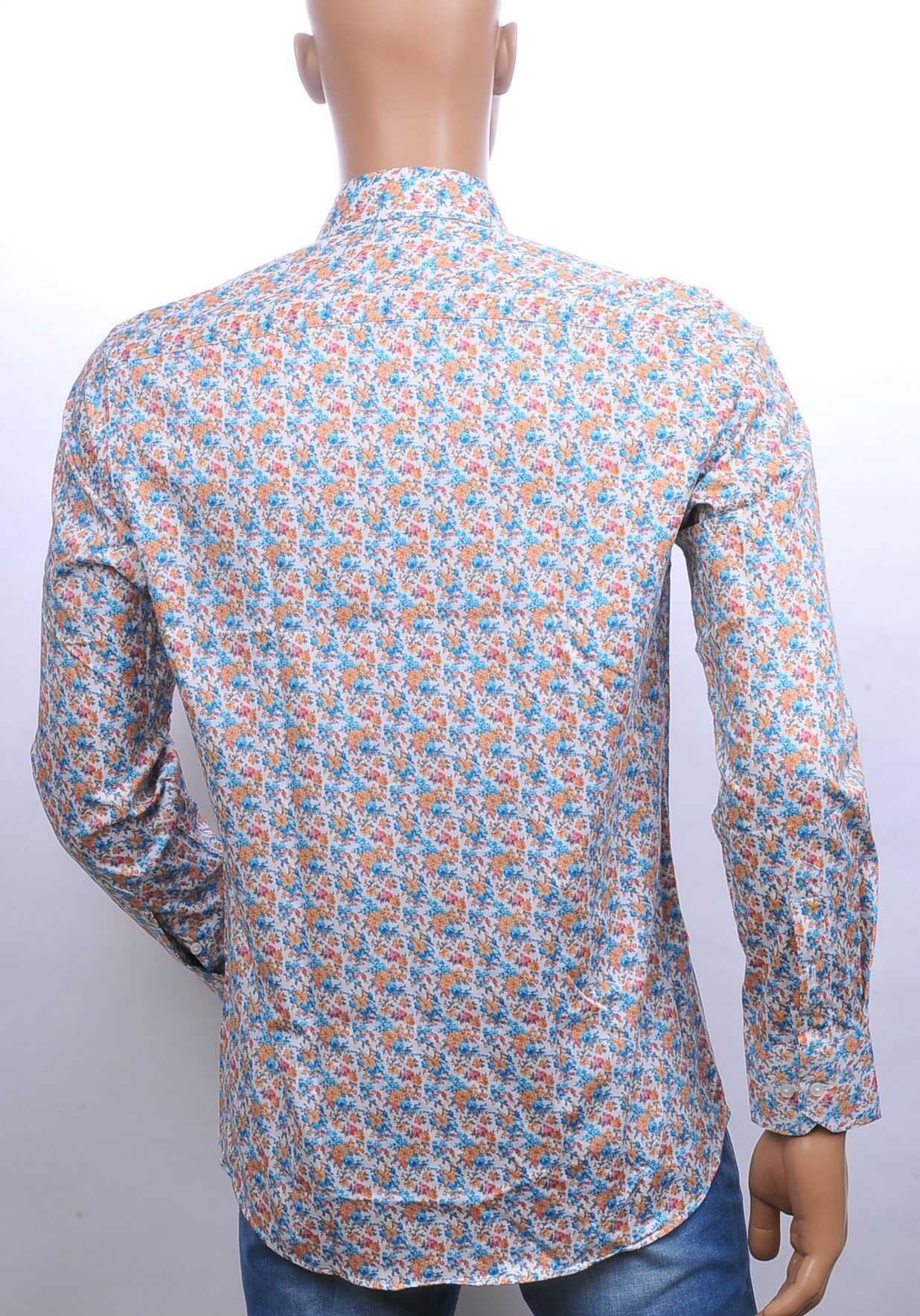 Corrino Italiaanse getailleerd slim fit allover bloemen dessin heren overhemd Oranje