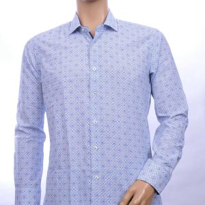 Corrino Italiaanse getailleerd slim fit allover bloemen dessin heren overhemd Wit