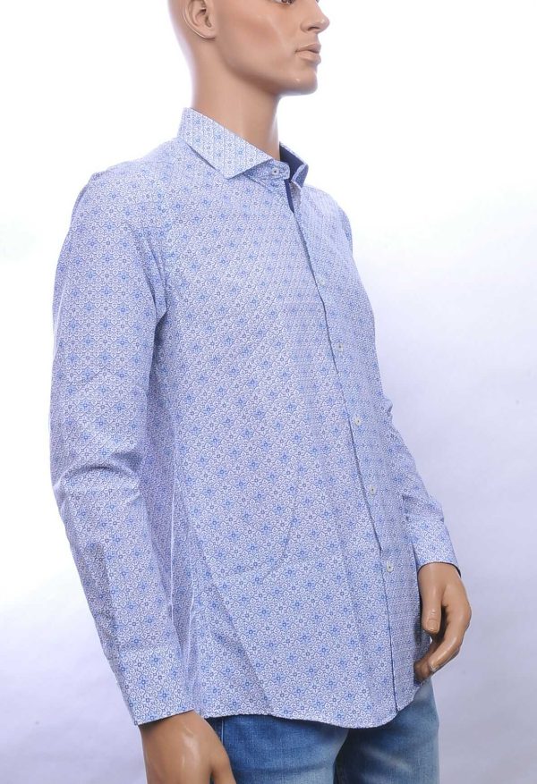 Corrino Italiaanse getailleerd slim fit allover bloemen dessin heren overhemd Wit