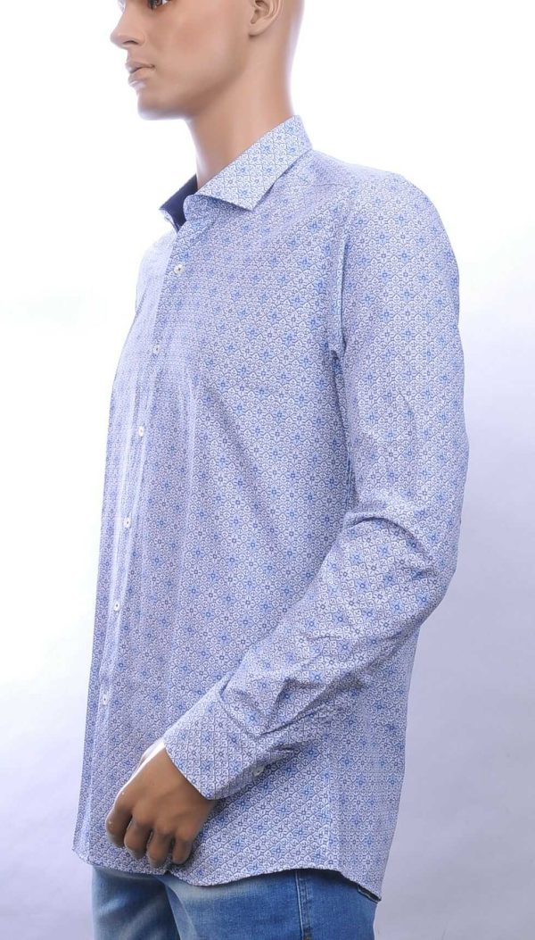 Corrino Italiaanse getailleerd slim fit allover bloemen dessin heren overhemd Wit