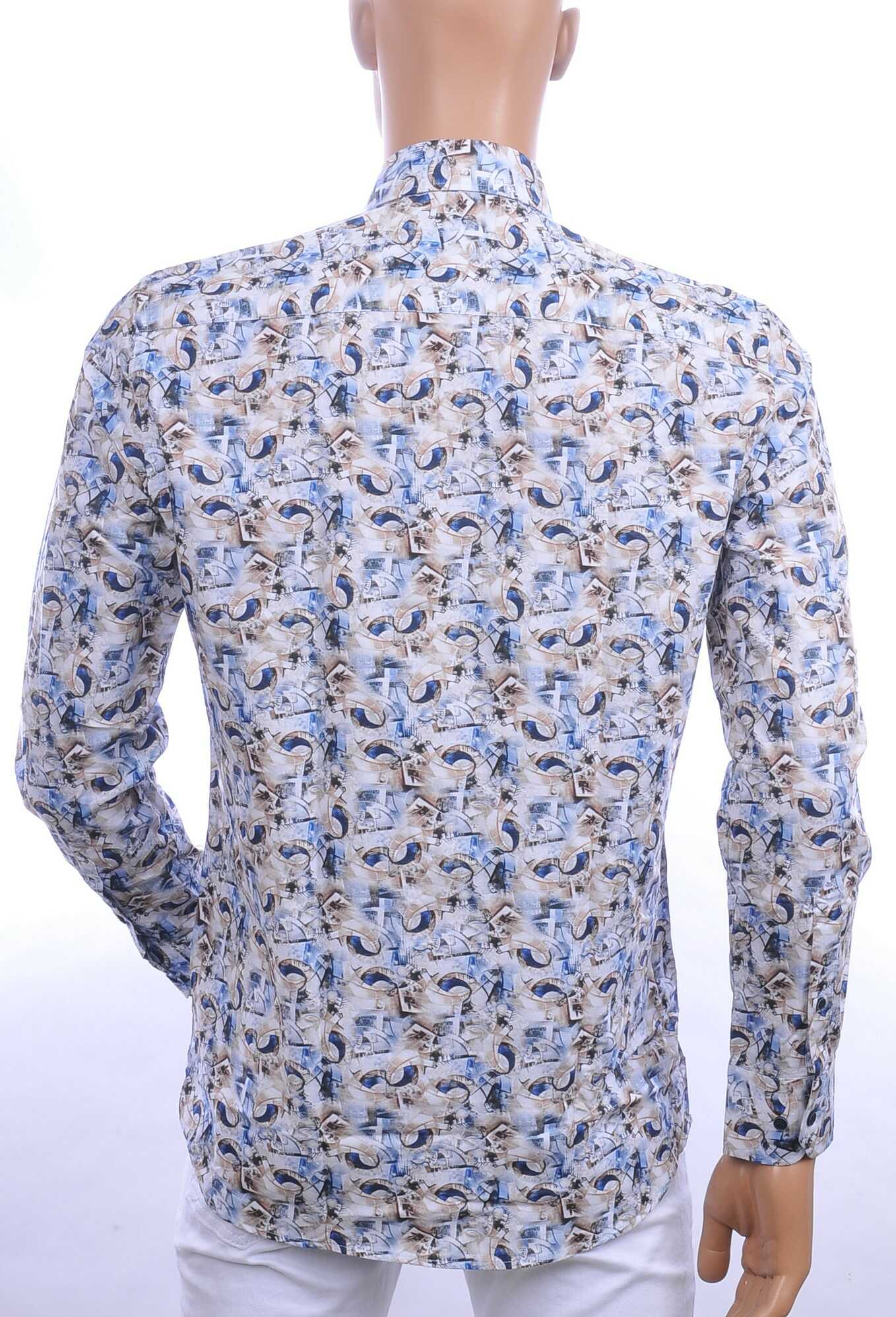 FORTUNATO trendy allover modern kunst dessin Italiaanse overhemd Beige