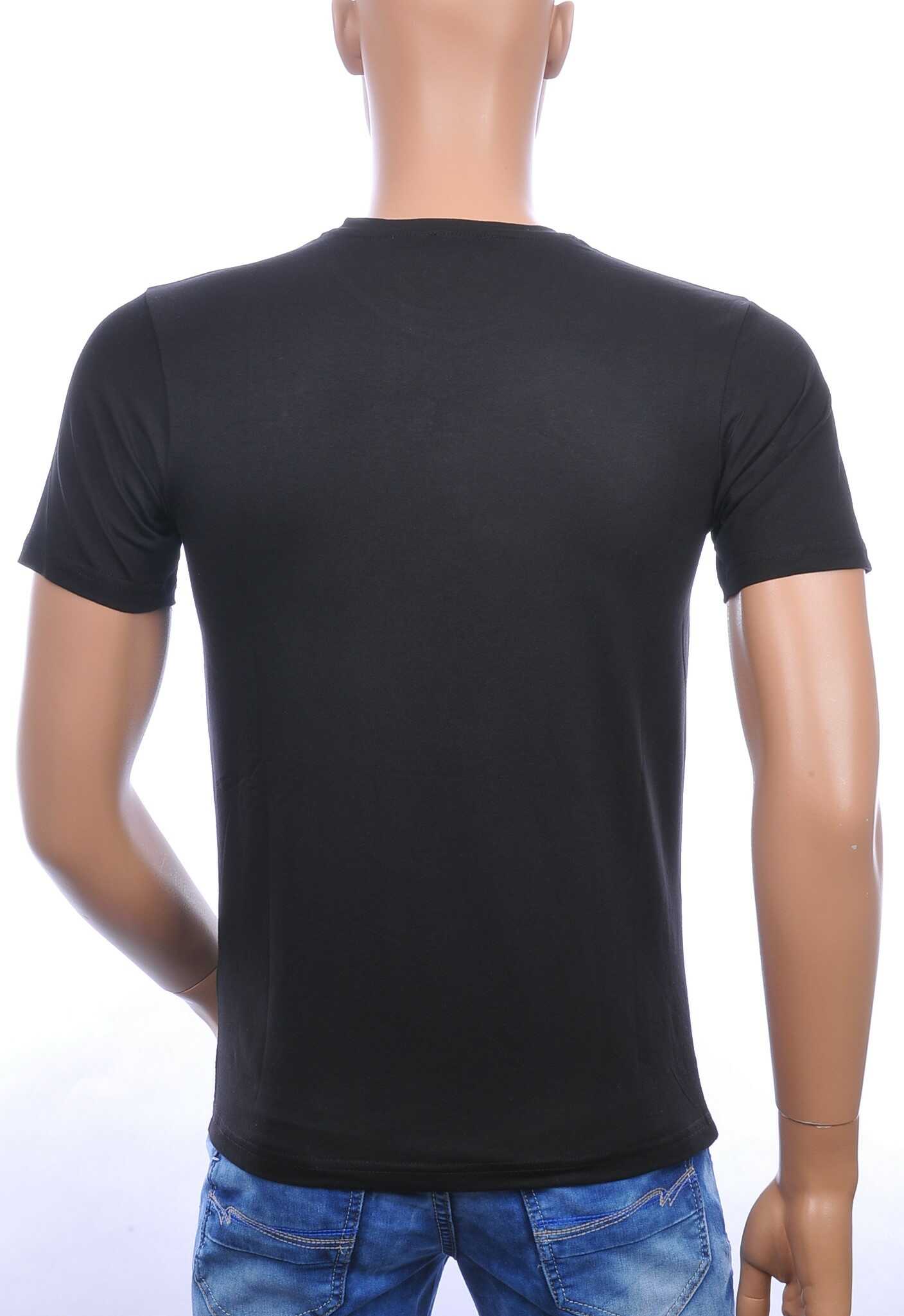 FRANCO RENZO BLACK ANGEL ronde hals heren skull T-shirt met steentjes Zwart