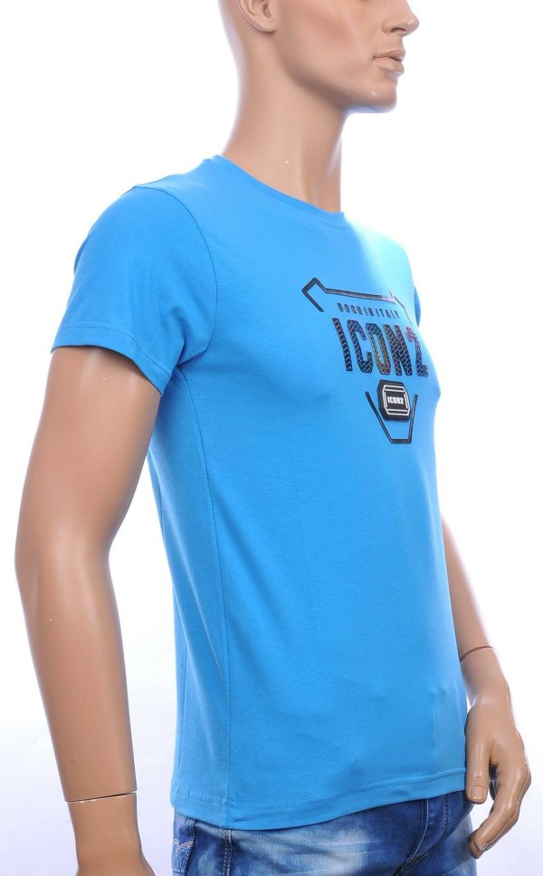 ICON2 ronde hals heren T-shirt met 3D letters Blauw