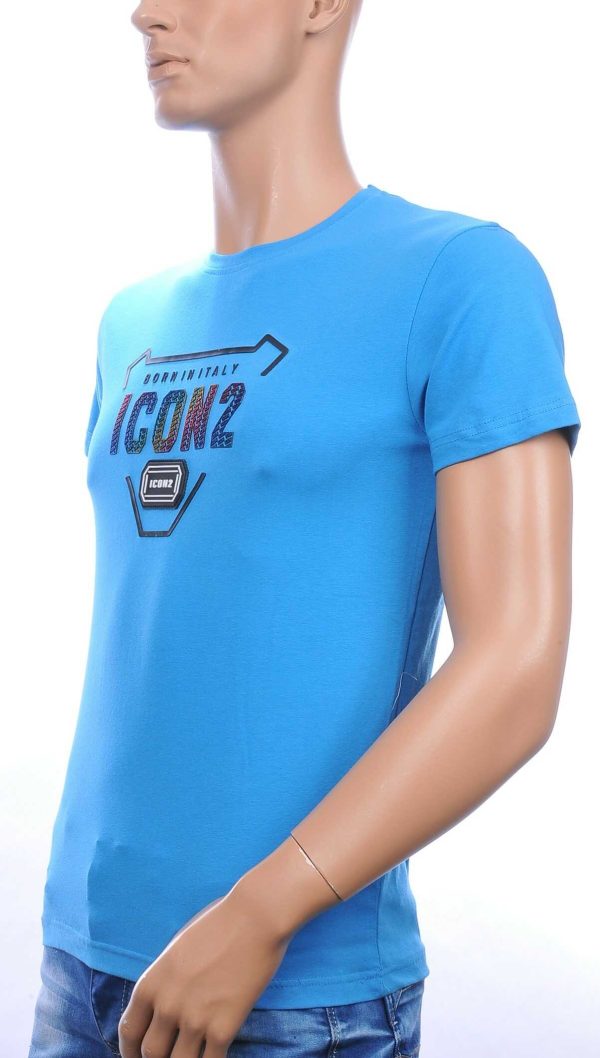 ICON2 ronde hals heren T-shirt met 3D letters Blauw