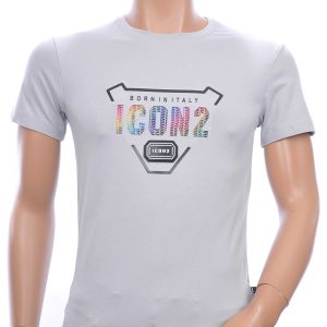 ICON2 ronde hals heren T-shirt met 3D letters Grijs