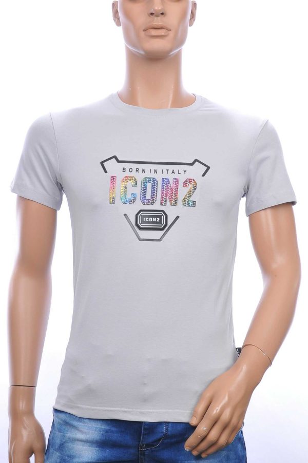 ICON2 ronde hals heren T-shirt met 3D letters Grijs