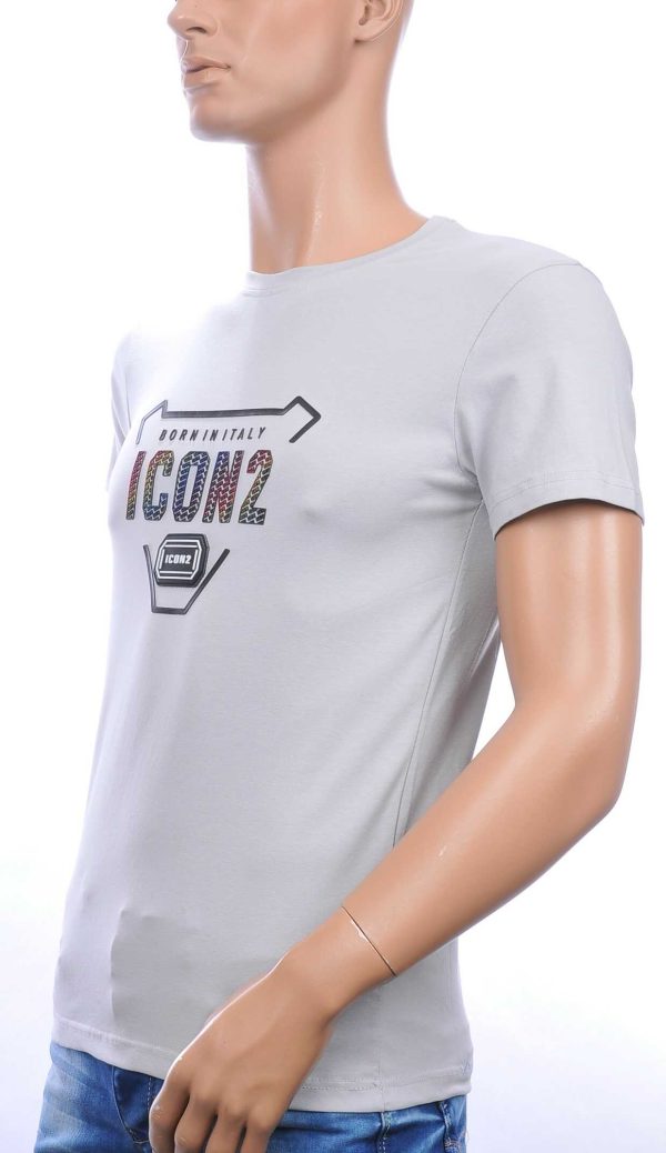 ICON2 ronde hals heren T-shirt met 3D letters Grijs