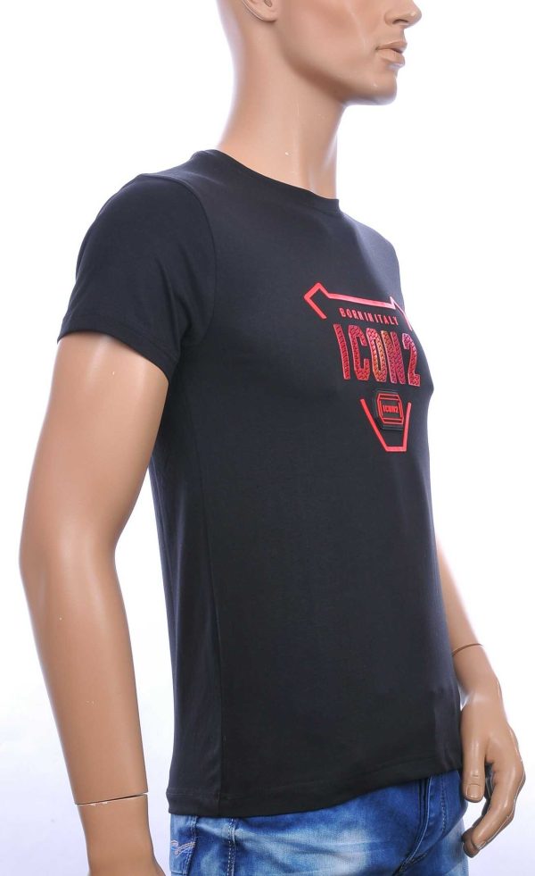 ICON2 ronde hals heren T-shirt met 3D letters Zwart