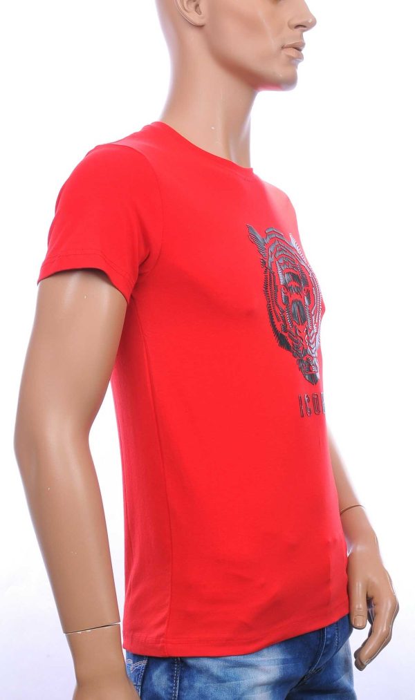 ICON2 ronde hals heren T-shirt met 3D tijgerkop print Rood