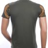 Les DESIGNERS ronde hals T-shirt met geborduurde tijgerkop met steentjes Khaki