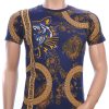 Les DESIGNERS ronde hals T-shirt met geborduurde tijgerkop met steentjes Navy