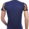 Les DESIGNERS ronde hals T-shirt met geborduurde tijgerkop met steentjes Navy