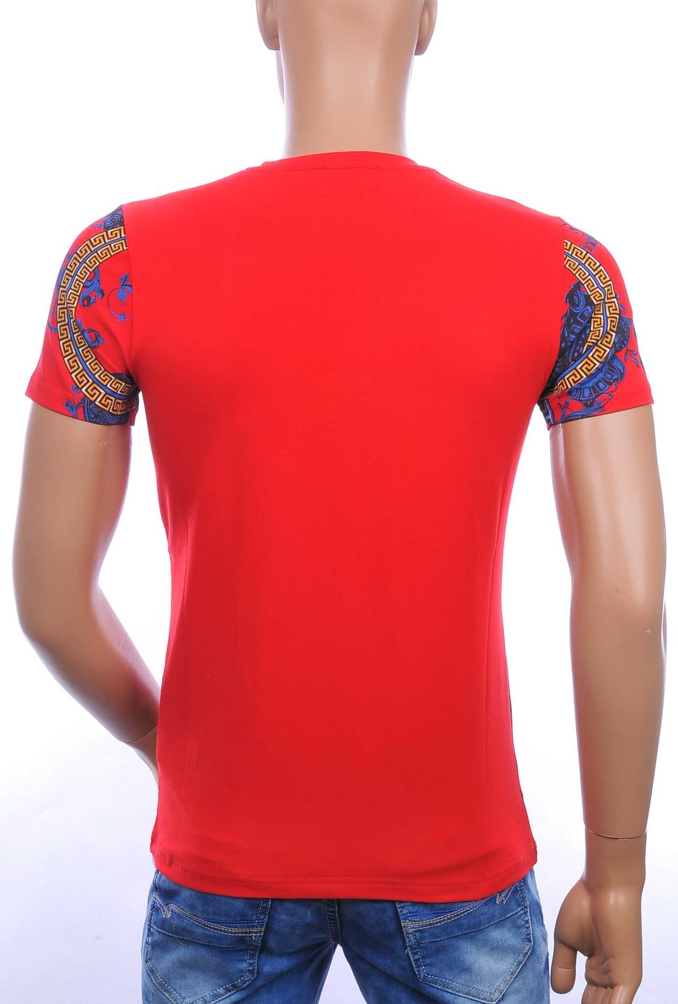 Les DESIGNERS ronde hals T-shirt met geborduurde tijgerkop met steentjes Rood