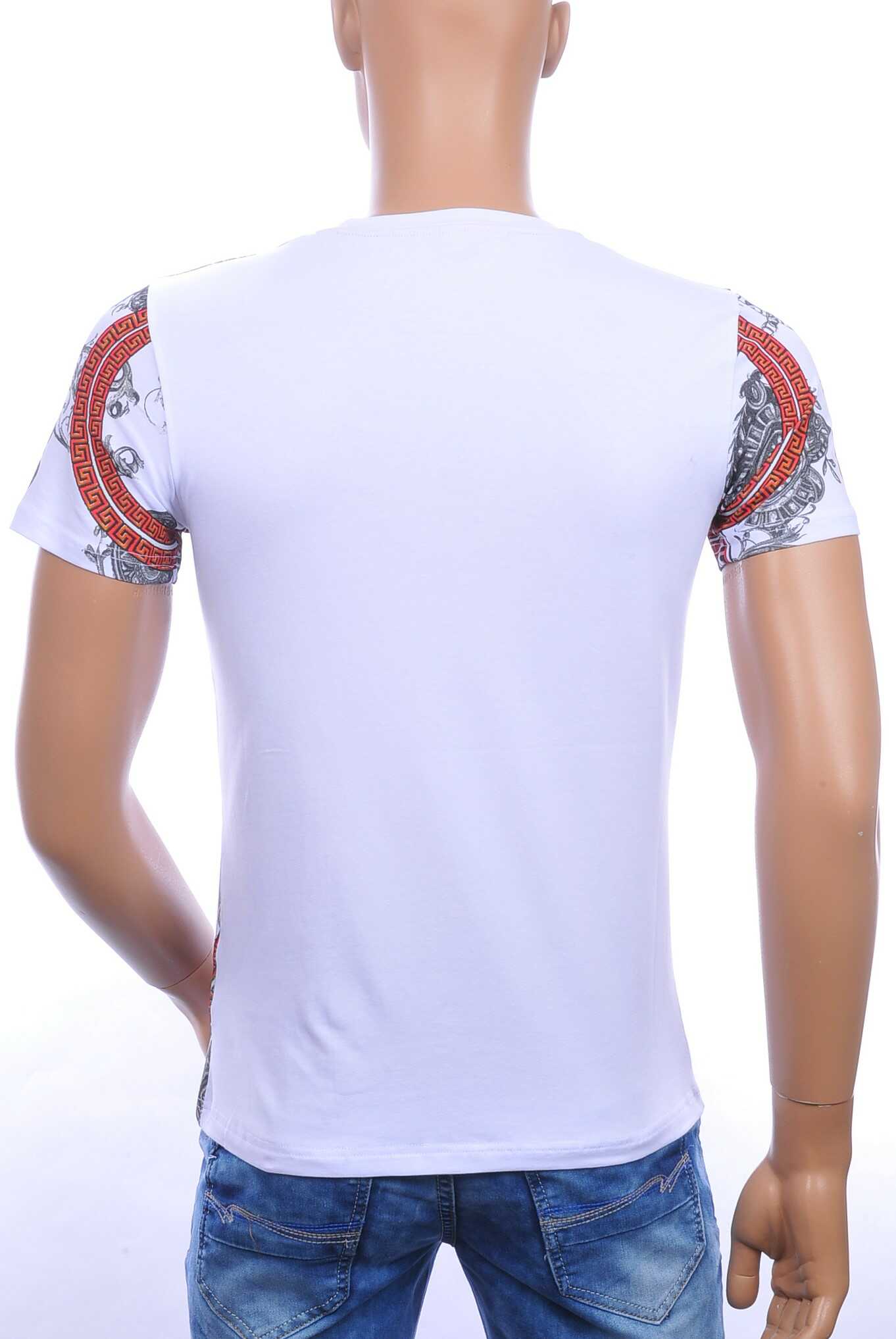 Les DESIGNERS ronde hals T-shirt met geborduurde tijgerkop met steentjes Wit