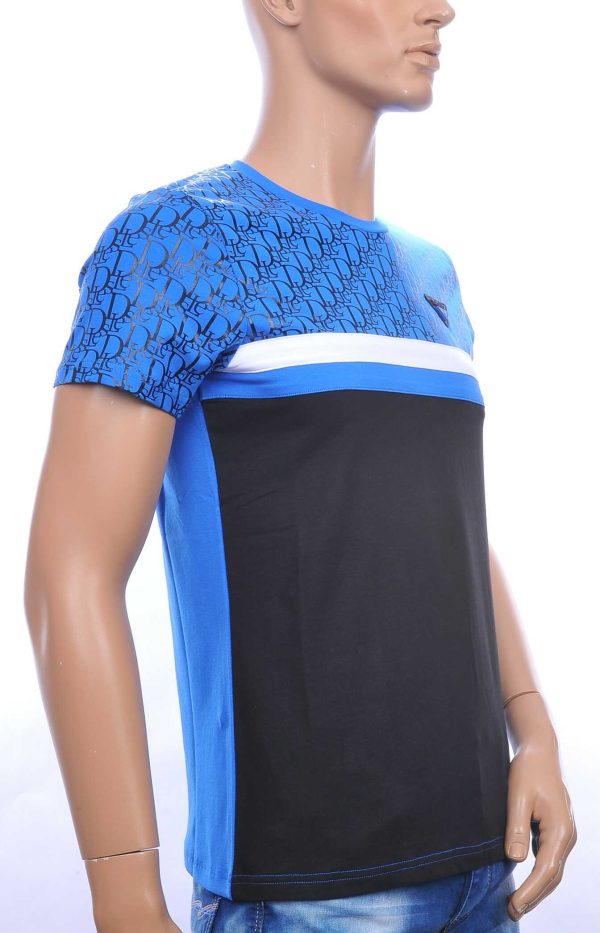 Les Designers trendy ronde hals modern design heren T-shirt Blauw